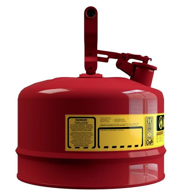 2.5 Gallon Steel Safety Can for Flammables, Type I, Flame Arrester, Red